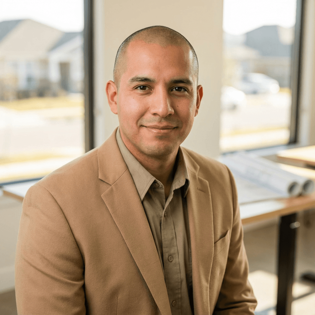 Male homeowner in his 40s, Hispanic, straightforward dependable look